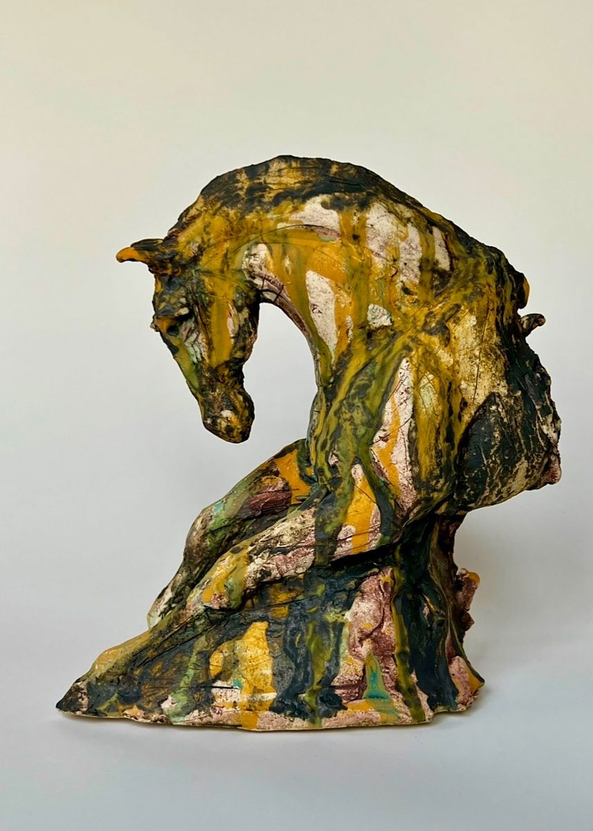 Gwenda-Jones-Outstretched-Unique-Equine-Sculpture-Ceramic-Stoneware-SHIPSTON GALLERY-COTSWOLDS GALLERY