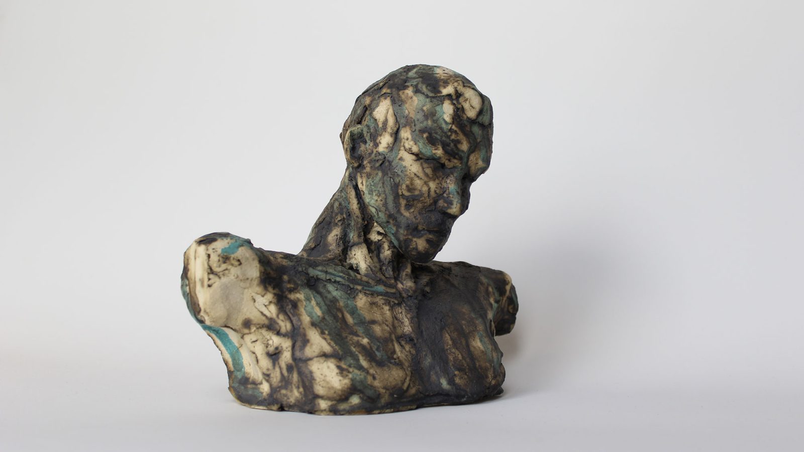 Gwenda-Jones-Sculpture-Held-in-Thought.-Ceramic-Stoneware-Sculpture.-RBSA-Summer-Show - Birmingham