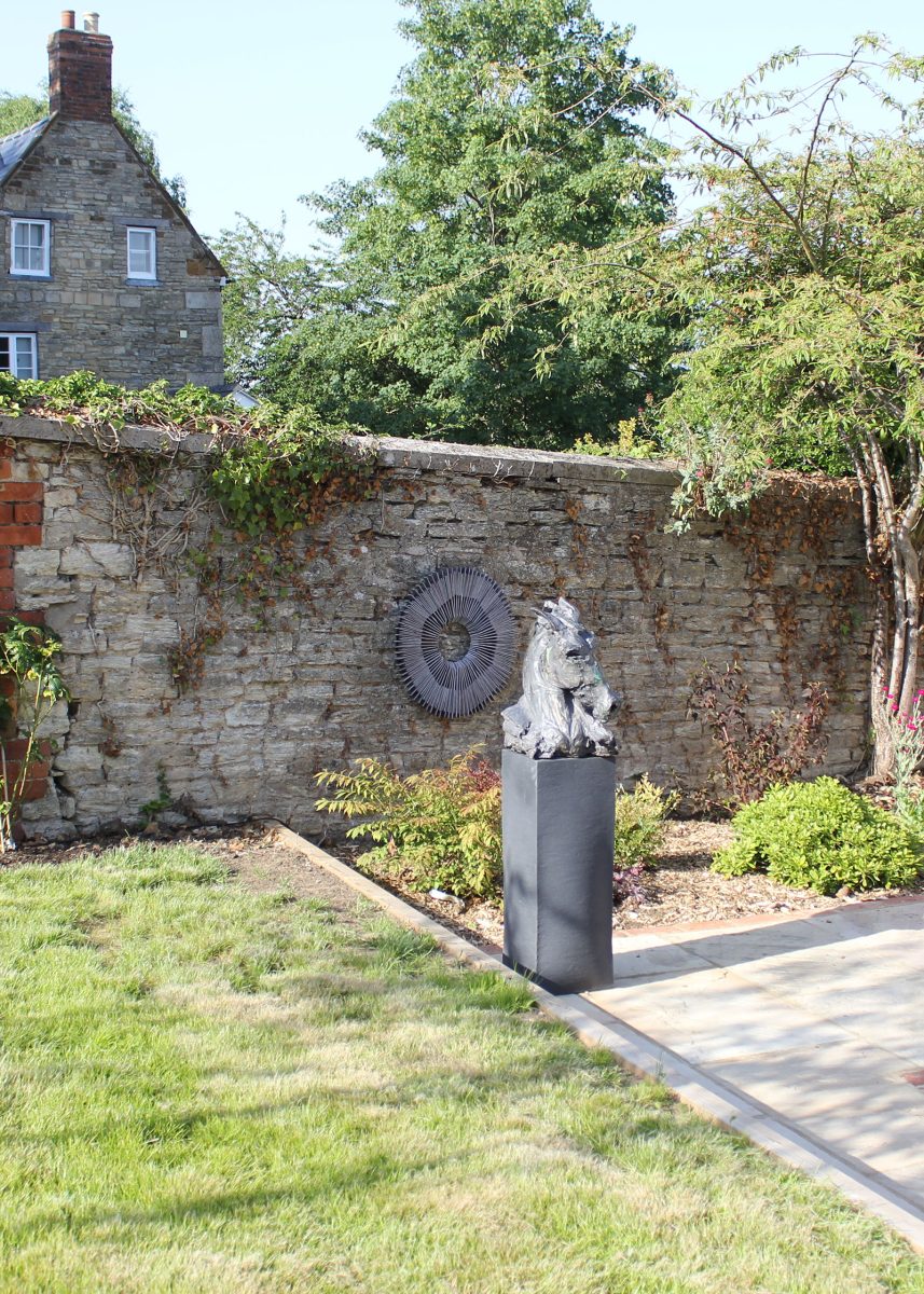 Gwenda-Jones-Sculpture-In-the-Sculpture-Garden-Yardley-Arts-Open-26-Equs-Horse-Sculpture-Exterior-Interior-Sculpture