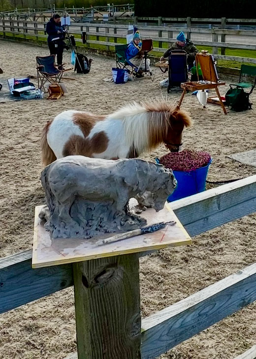 LIFE-SKULPTING-SHETLAND-PONIES SOCIETY EQUESTRIAN ARTISTS-KEYSOE CUDDLE PONIES