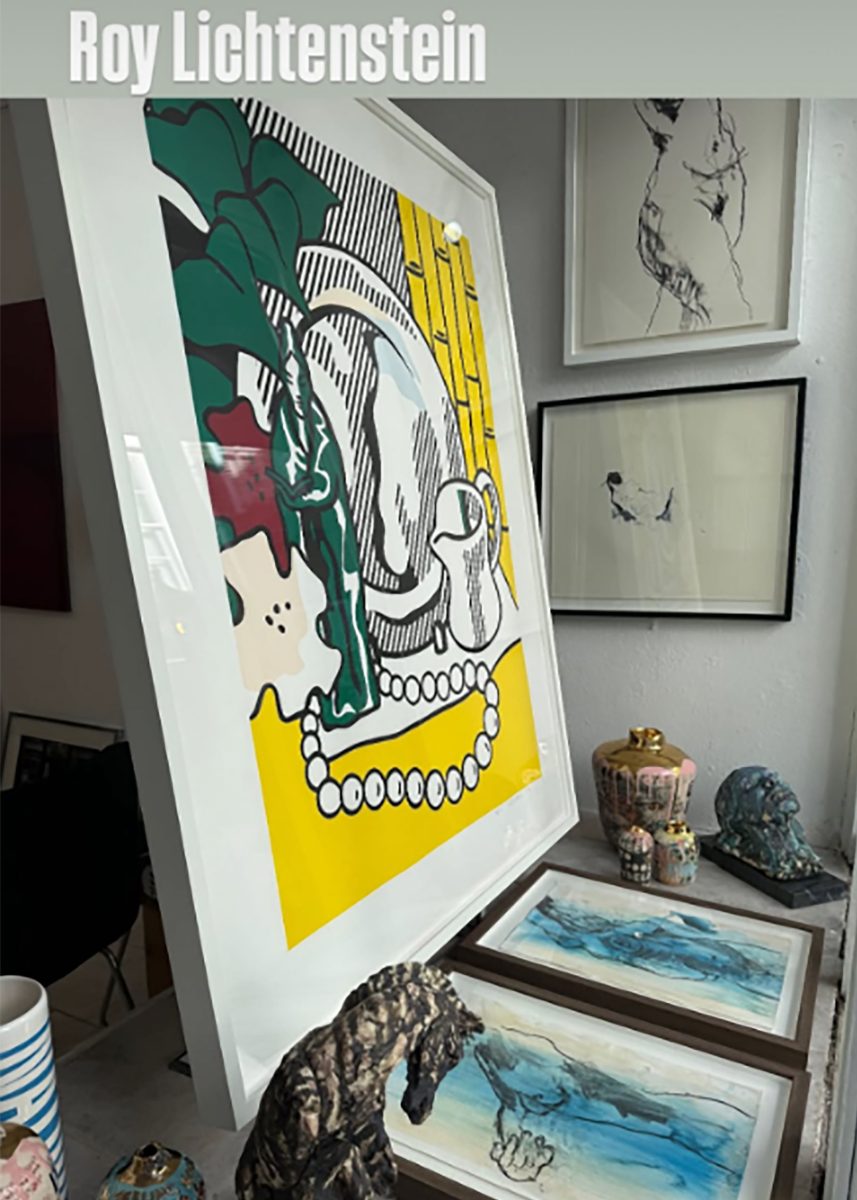 ZEBRA ONE GALLERY HAMPSTEAD LONDON Gwenda Jones Sculpture IN THE WINDOW WITH ROY LICHTENSTEIN